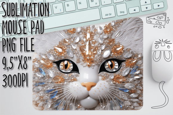3D Cat Sublimation Mouse Pad Graphics and Crafts