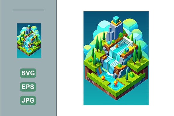 3d Design Water Landscape Background Graphics and Illustrations