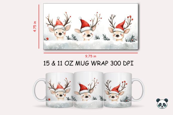 Christmas Albino Deer Mug Wrap – A Festive Graphic Design Asset for Crafts