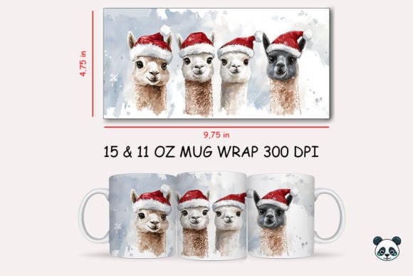 Christmas Alpaca Mug Wrap 1: A Seasonal Graphic Design Asset for Creative Publishers