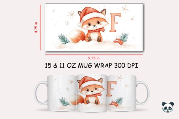 Christmas Baby Letter F with Fox Mug Wrap 1