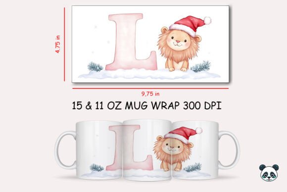 Christmas Baby Letter L with Lion Mug Wrap 3 Graphics and Crafts