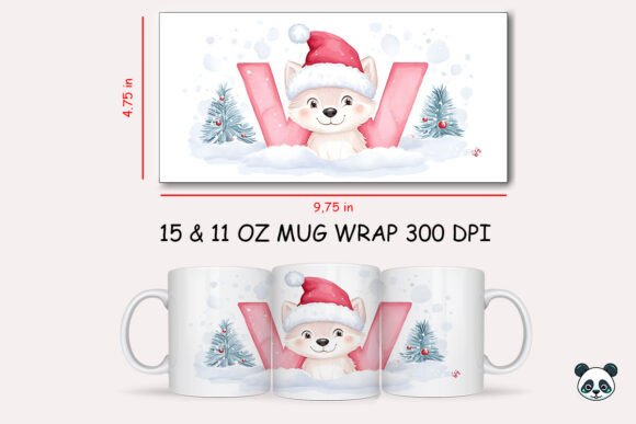 Christmas Baby Letter W with Wolf Mug Wrap Graphics and Crafts