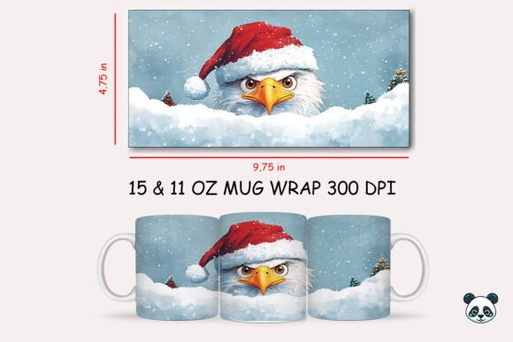 Christmas Bald Eagle Mug Wrap 1: A Festive Graphic Design Asset for Crafts