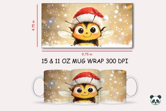 Christmas Bee Mug Wrap: A Festive Graphic Design Asset for Crafters