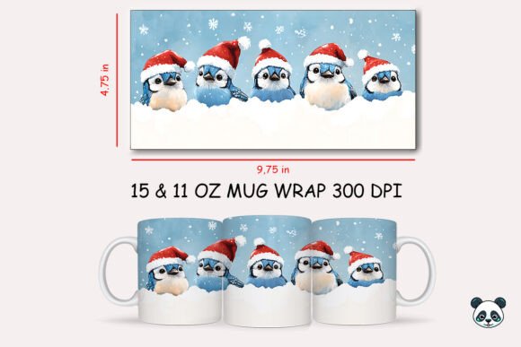 Christmas Blue Jay Mug Wrap Graphics for Crafts & Seasonal Merch