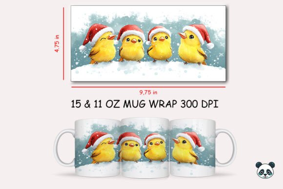 Christmas Canary Mug Wrap: A Vibrant Graphic Design Asset for Crafts and Merchandise