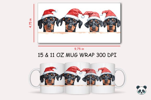 Christmas Doberman Pinscher Mug Wrap 3: A Festive Graphic Design Asset for Creative Branding