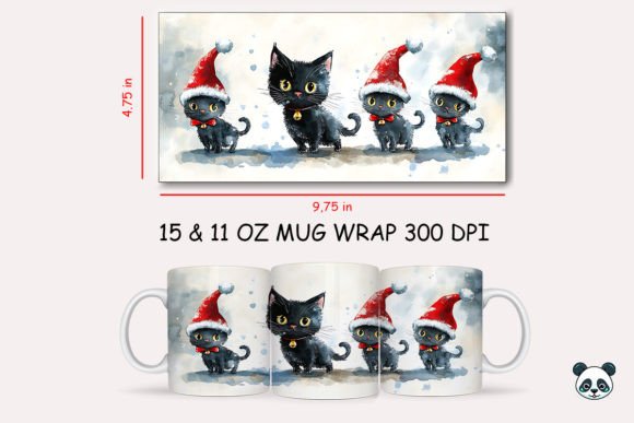 Christmas Father Son Black Cat Mug Wrap: A Festive Graphic for Handmade Makers