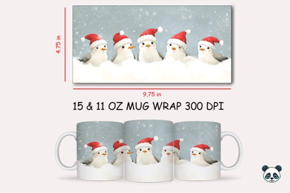 Christmas Ivory Gull Mug Wrap 2: A Graphic Design Asset for Seasonal Publishing