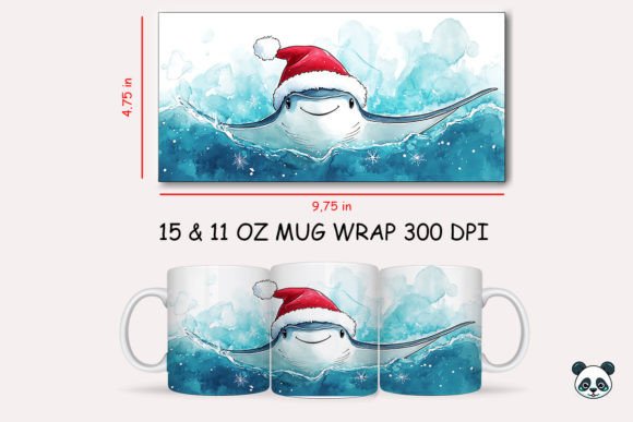 Christmas Manta Ray Mug Wrap 1: A Festive Graphic Design Asset for Creative Brands