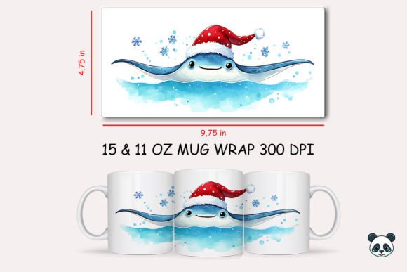 Christmas Manta Ray Mug Wrap: A Festive Graphic Design Asset for Crafts