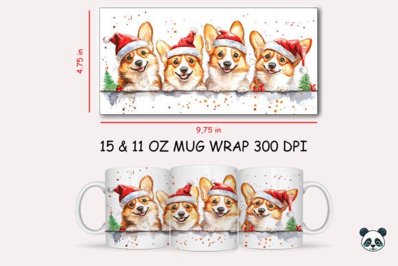 Christmas Pembroke Welsh Corgi Mug Wrap: A Festive Graphic Design Asset for Crafts and Merch