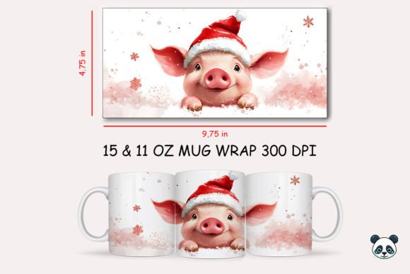 Christmas Pig Mug Wrap 3: A Festive Graphic Design Asset for Local Business Branding