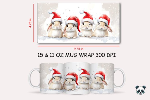 Christmas Rabbit Mug Wrap: A Festive Graphic for Crafts and Graphics