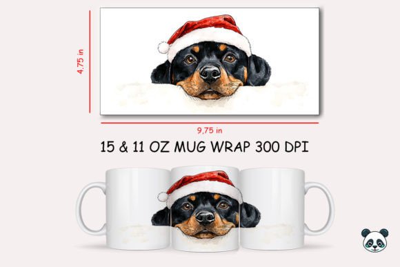 Christmas Rottweiler Mug Wrap 1: A Festive Graphic Design Asset for Crafts & Branding