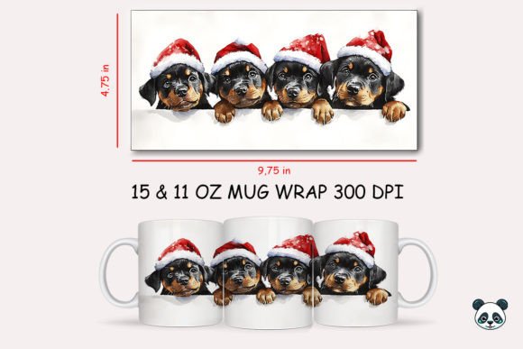 Christmas Rottweiler Mug Wrap 2: A Festive Graphic Design Asset for Local Businesses