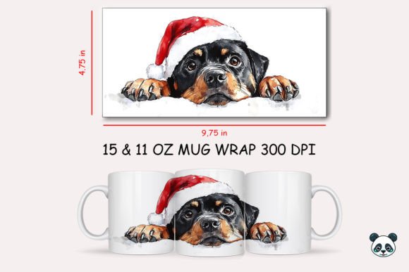 Christmas Rottweiler Mug Wrap: A Festive Graphic Design Asset for Crafts