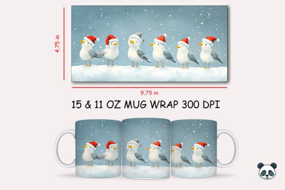 Christmas Seagull Mug Wrap: A Designer’s Take on Seasonal Graphics