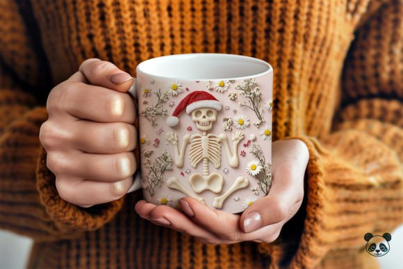 Christmas Skeleton 3D Mug Wrap for Crafts and Graphics