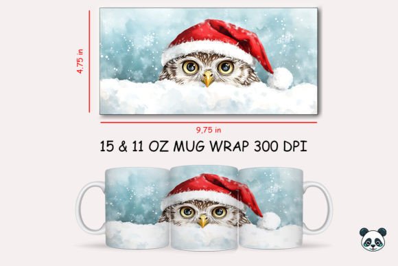 Christmas Snowy Owl Mug Wrap Graphics for Crafters