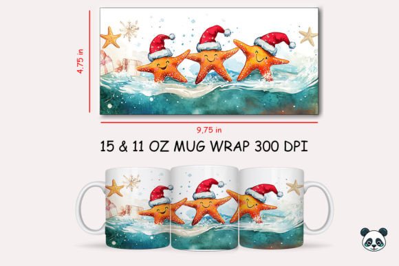 Christmas Starfish Mug Wrap 1: A Festive Graphic Design Asset for Crafts and Branding