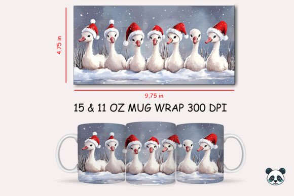 Christmas Swan Mug Wrap: Graphics for Crafts
