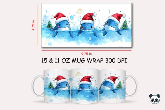 Christmas Whale Mug Wrap 1: A Festive Graphic for Craft Creators