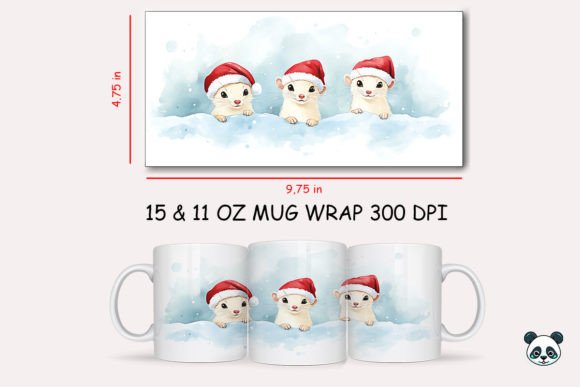 Christmas White Weasel Mug Wrap 1: A Festive Graphic Design Asset for Local Crafts