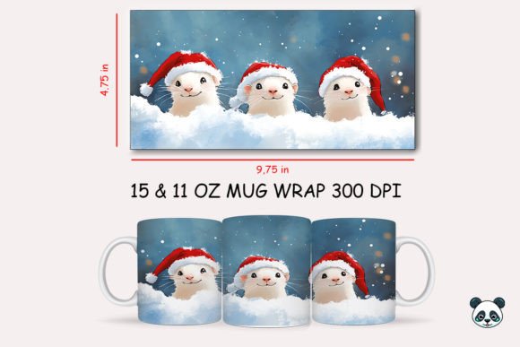 Christmas White Weasel Mug Wrap: A Festive Graphic Design Asset for Crafters