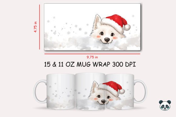 Christmas White Wolf Mug Wrap 2 – A Festive Graphic Design Asset for Crafts