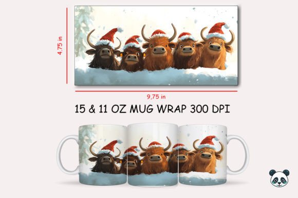 Christmas Yak Mug Wrap 3: A Festive Graphic Design Asset for Crafters