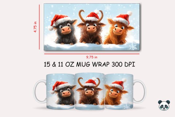 Christmas Yak Mug Wrap Graphics for Crafts and Small Business Creations