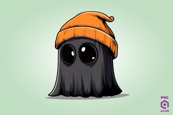 Cute Ghost Wearing Orange Beanie ā A Versatile Illustration for Modern Branding