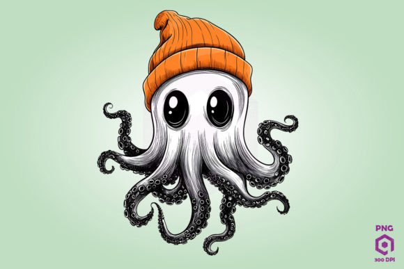Cute Octopus Boo Halloween Clipart PNG: A Versatile Illustration for Graphic Designers