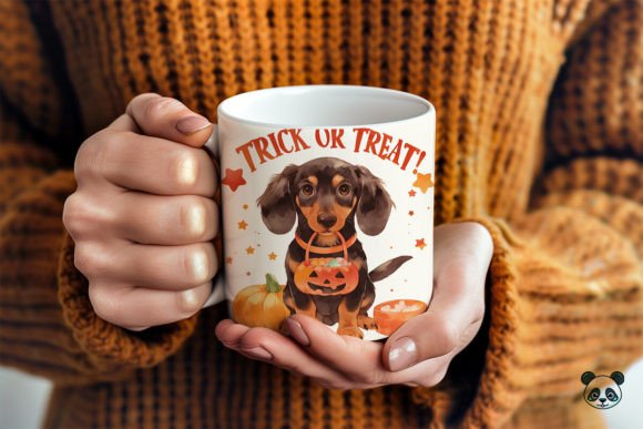 Dachshund Trick or Treat 3D Mug Wrap for Crafts and Graphics