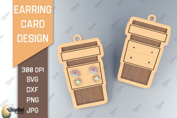 Earring Card SVG. 3D Latte Laser Cut