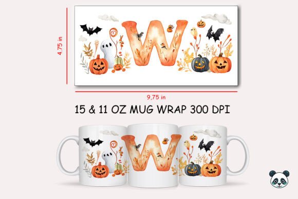 Halloween Letter W Mug Wrap Sublimation 2 Graphics and Crafts