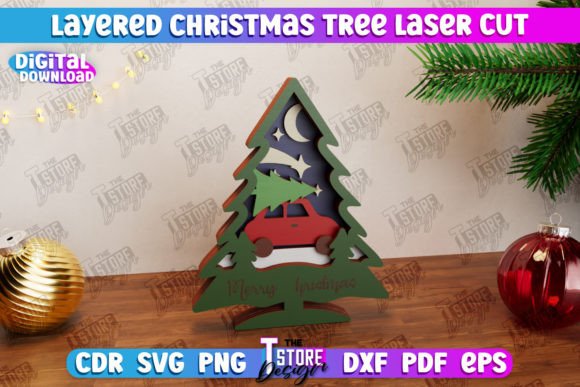 Layered Christmas Tree 3D Design CNC