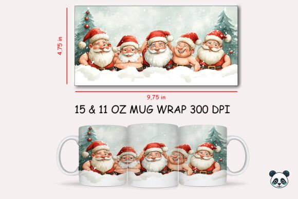 Muscular Santas Mug Wrap Sublimation for Crafts and Graphics
