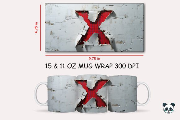 Red Plaid 3D Letter X Mug Wrap 2 Graphics Review